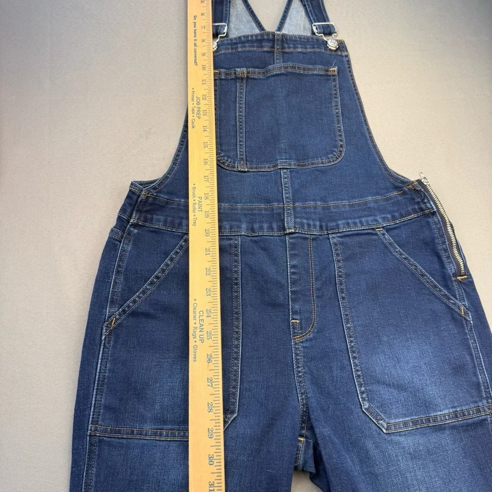 J.Crew Denim Skinny Overalls Med Wash Blue Jean Signature Stretch Size Medium‎